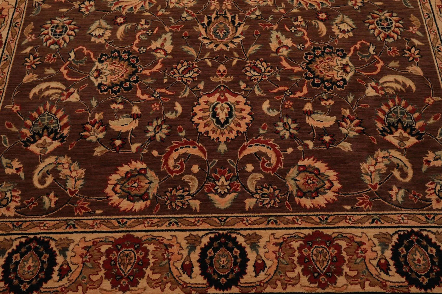 8x10 Brown Machine Made Parthia Ahar Khaki 100% Wool Traditional Oriental Area Rug-4