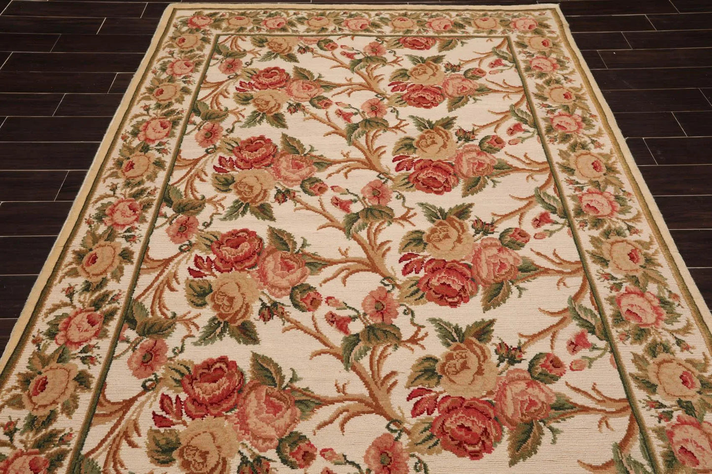 6'x 10' Costikyan Nettles Hand Knotted French Aubusson Savonnerie Area Rug Beige-4