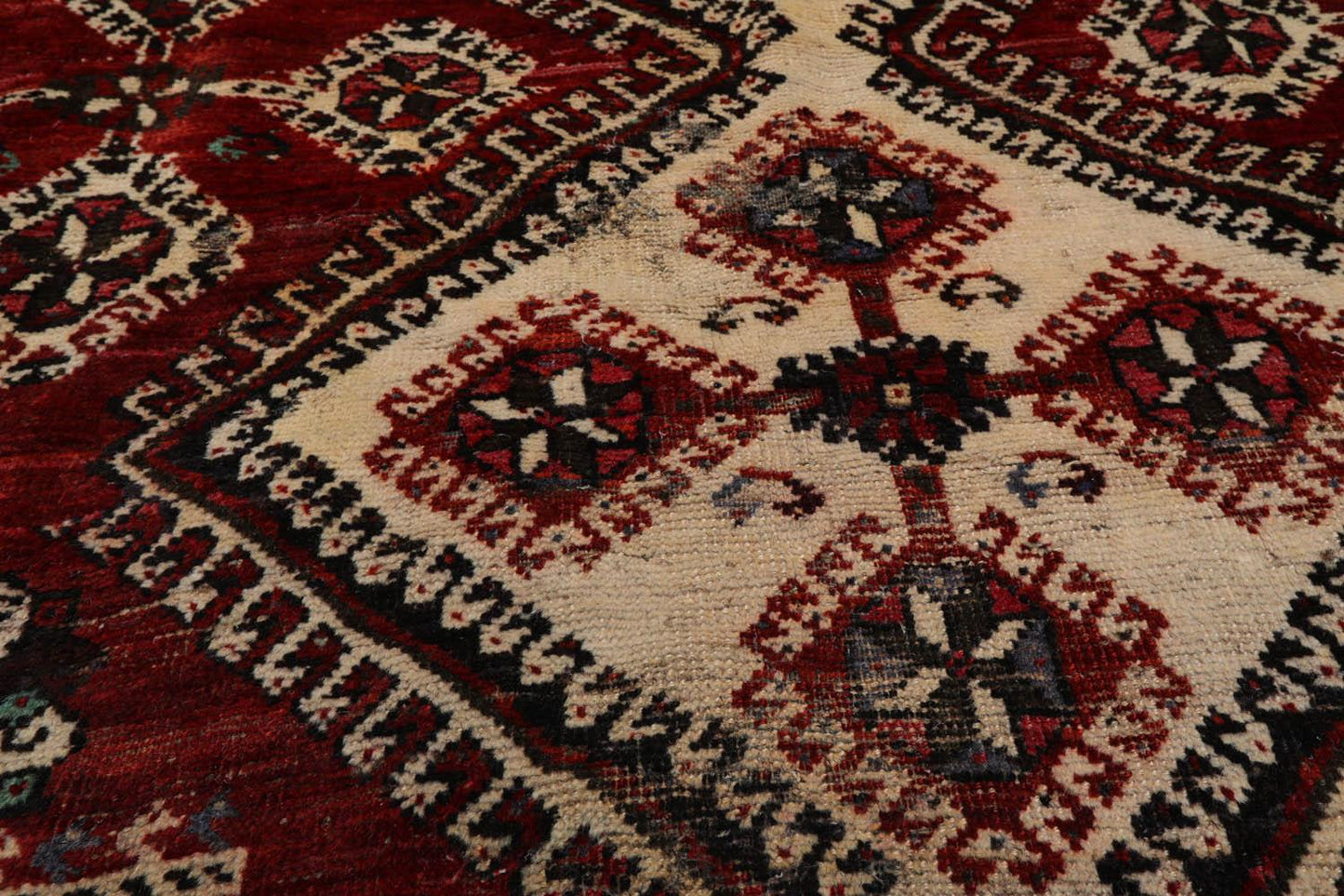 6'10" x 10'2" Authentic Vintage Shirraz Hand Knotted 100% Wool Area Rug Ivory-4