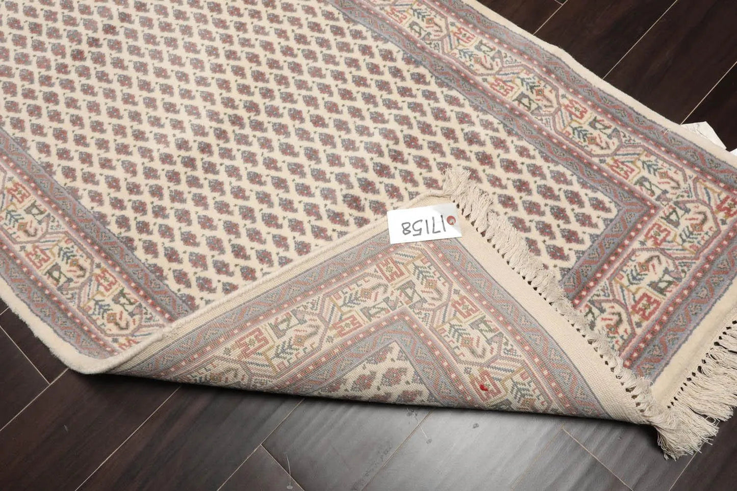 Paisley Boteh Hand Knotted Wool Traditional Oriental Area Rug Cream 3'x5'11''-4