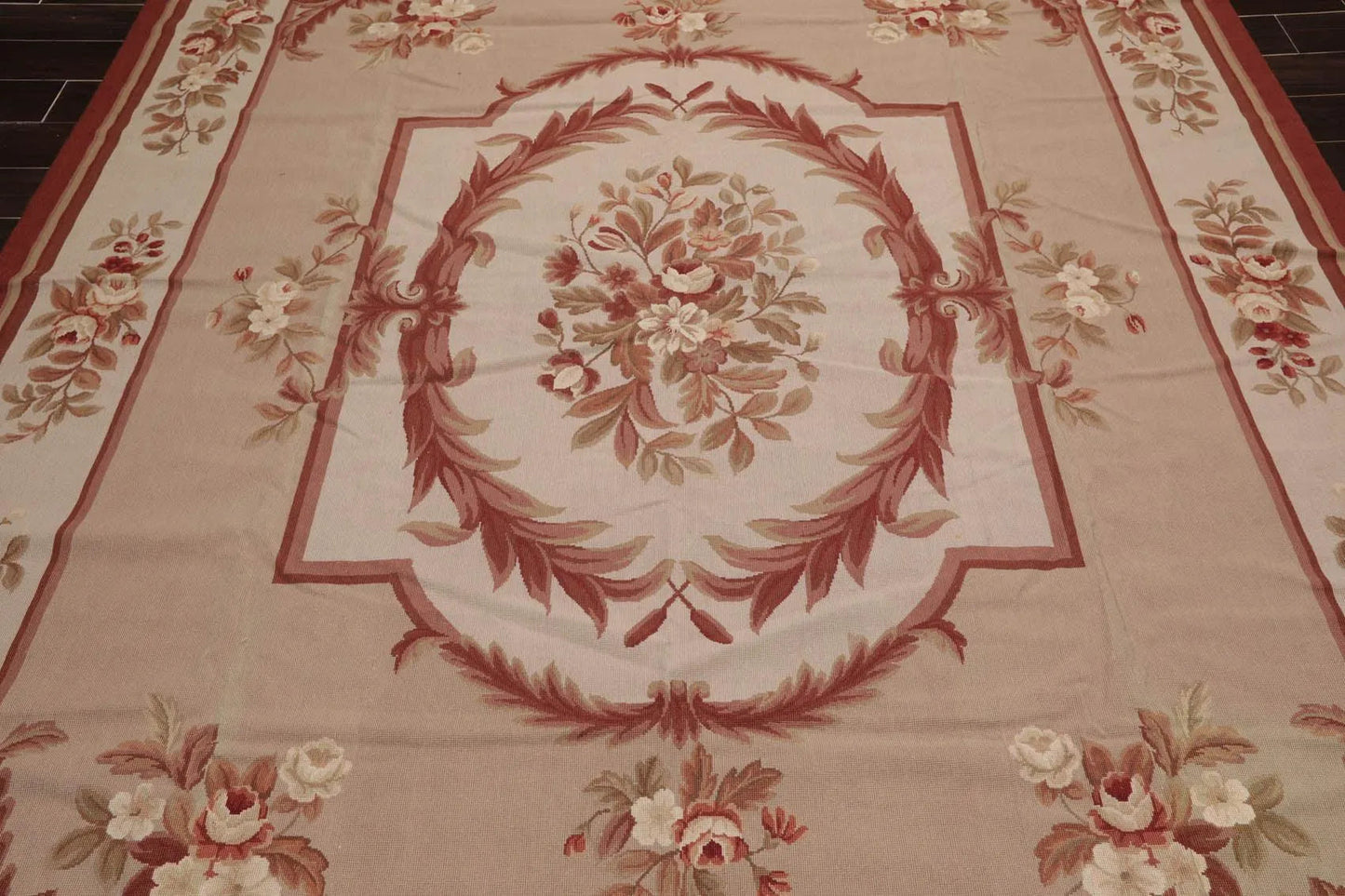 8' x 10' Hand Woven Wool French Aubusson Flatweave Area Rug Taupe-4