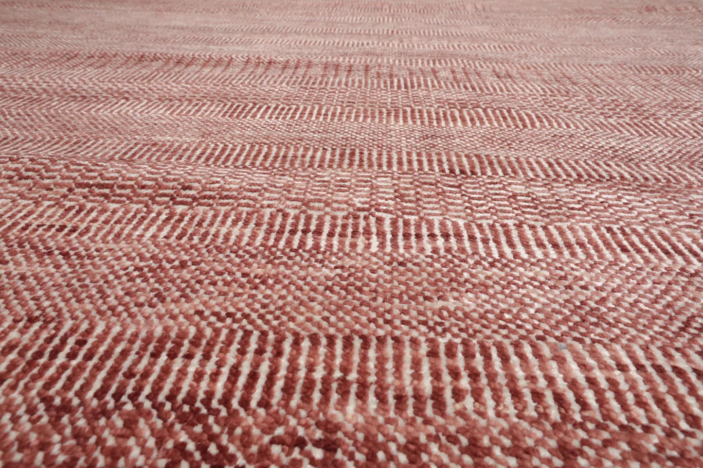 LoomBloom Multi Sizes Raspberry Hand Knotted Contemporary Tibetan Geometric Wool & Bamboo Silk Oriental Area Rug-4