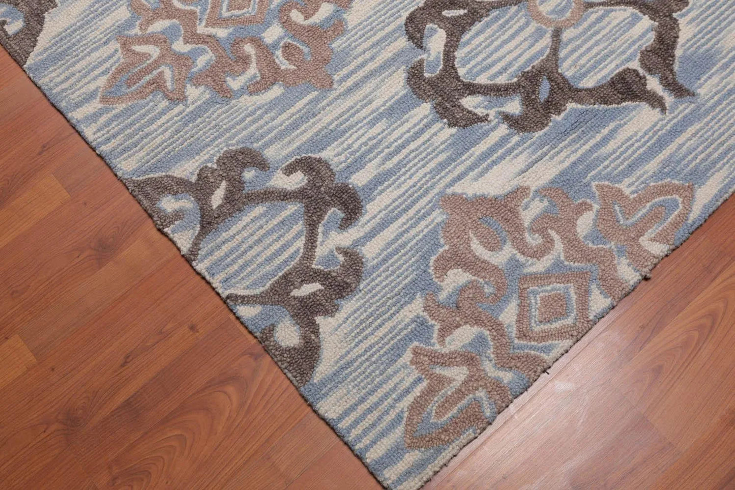 5' x 8' Handmade 100% Wool Loop Pile Area rug Transitional Ivory-4