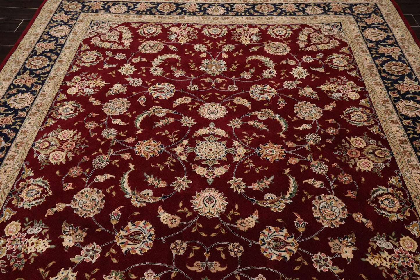 8' x 9'9'' Hand Knotted Wool & Silk Pakpersian 16/18 300KPSI Area Rug Burgundy-4