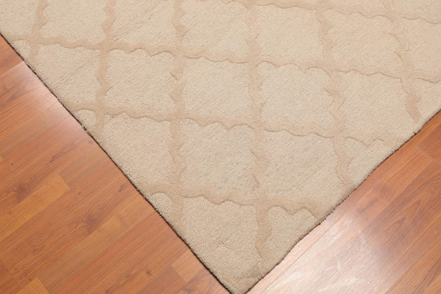 5'4" x 7'6" Handmade 100% Wool Loop & Cut Pile Area Rug Contemporary Beige-4