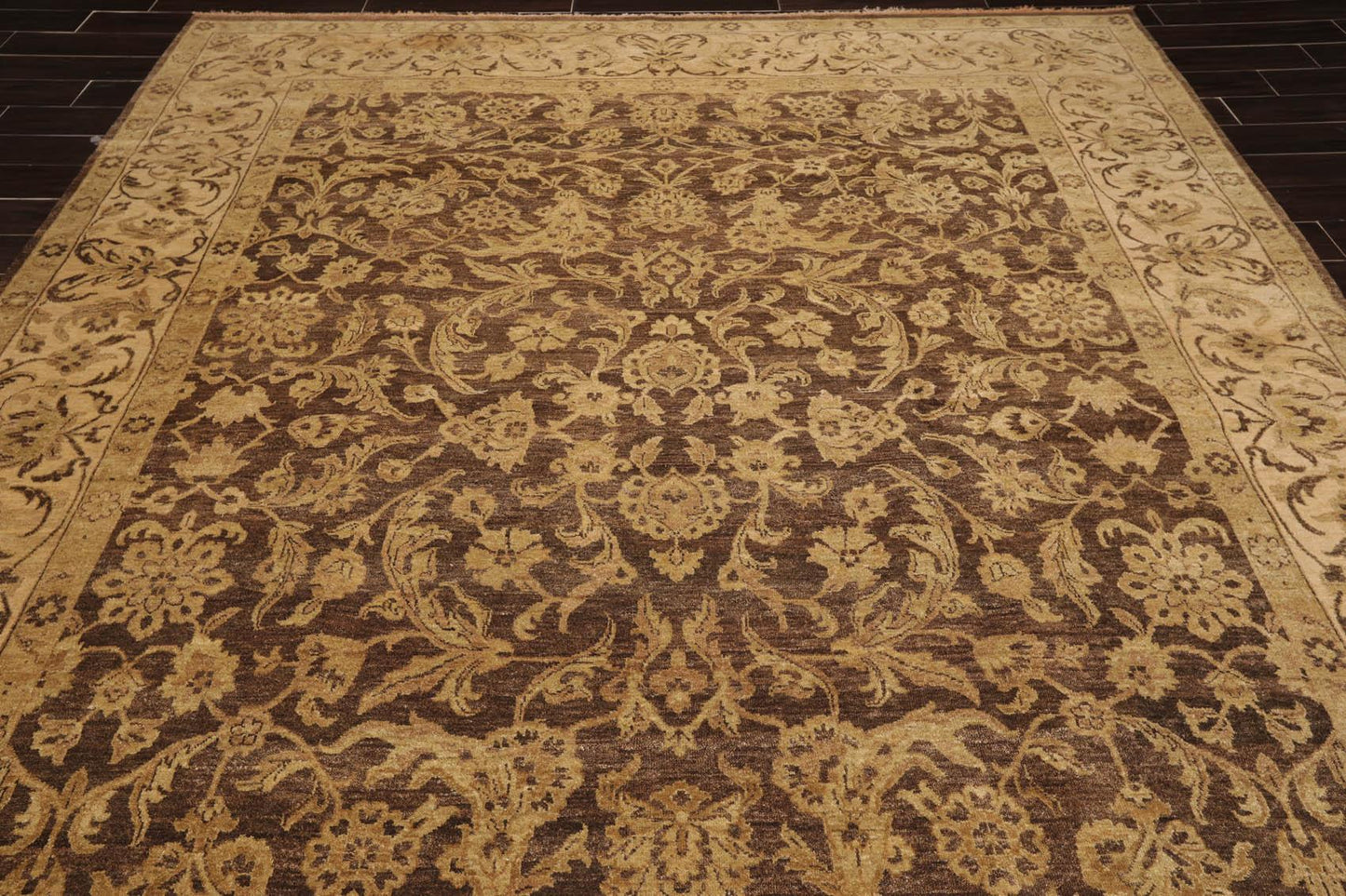 8'7" x 12' Hand Knotted 100% Wool Kashan Botanical Muted Earth Tones Area Rug-4