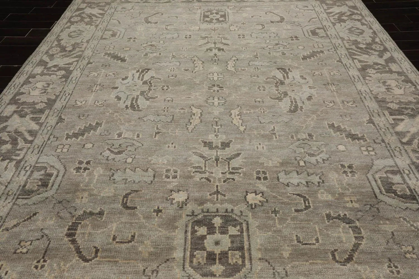 Multi Sizes LoomBloom Muted Turkish Oushak Hand Knotted Wool Traditional Area Rug Gray, Beige Color-4