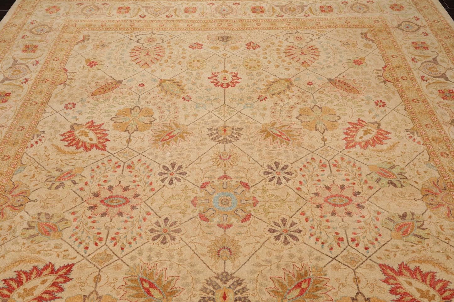 9'1"x 11'10" Hand Knotted Wool PakPersian 16/18 300 KPSI Oriental Area Rug Beige-4