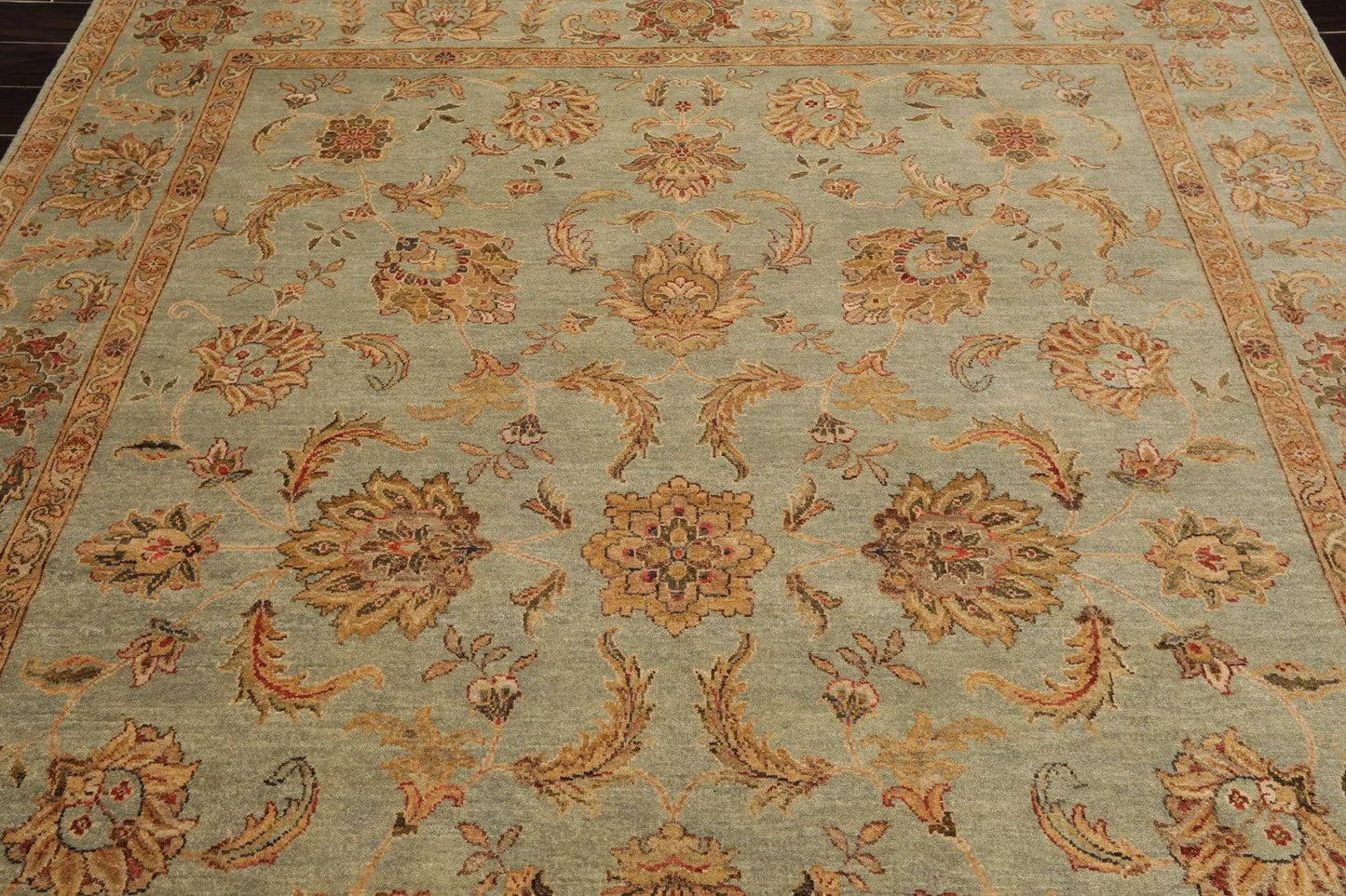 8' x 10' Hand Knotted 100% Wool Agra Oriental Area Rug Aqua-4