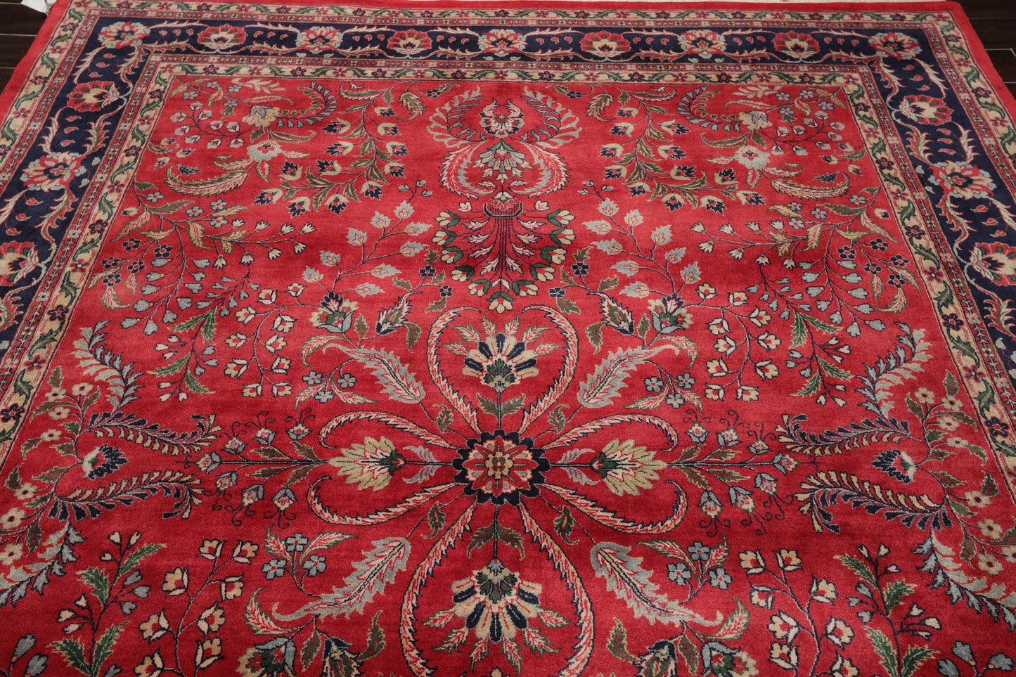 7'9" x 9'9" Hand Knotted 100% Wool Indo Saroukk 200 KPSI Area Rug Rose-4