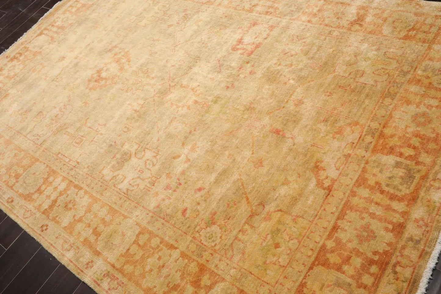 6x9 Tan, Terracotta Hand Knotted 100% Wool Oushak Traditional Oriental Area Rug-4