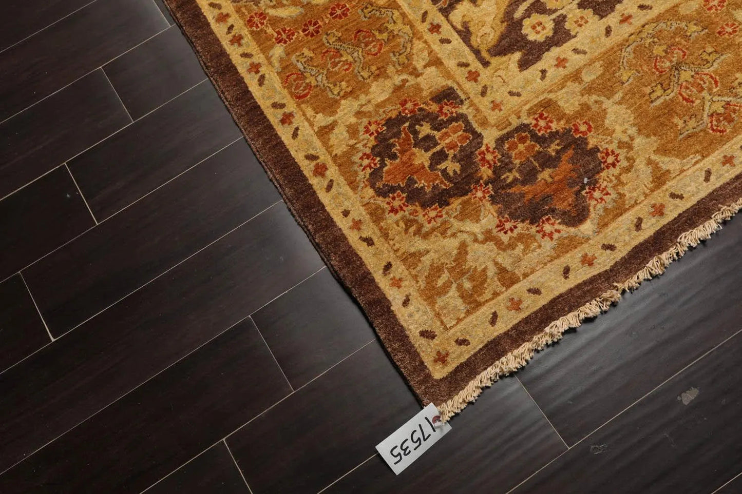 6'2''x8'10'' Hand Knotted 100% Wool Chobi Peshawar Traditional Oriental Area Rug Brown, Gold Color-4