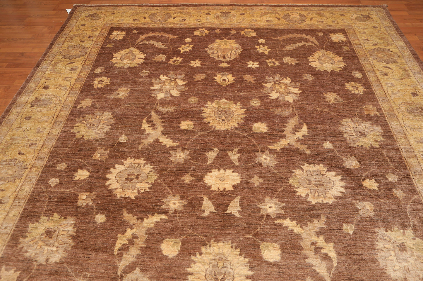 8’9" x 12’2"Hand Knotted Peshawar Stone Wash Silky Sheen Oriental Area Rug Brown-4