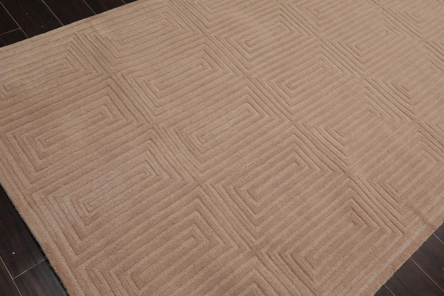 5' x8' Hand Tufted Hand Made 100% Wool Modern & Contemporary Oriental Area Rug Tone On Tone,Tan Color-4