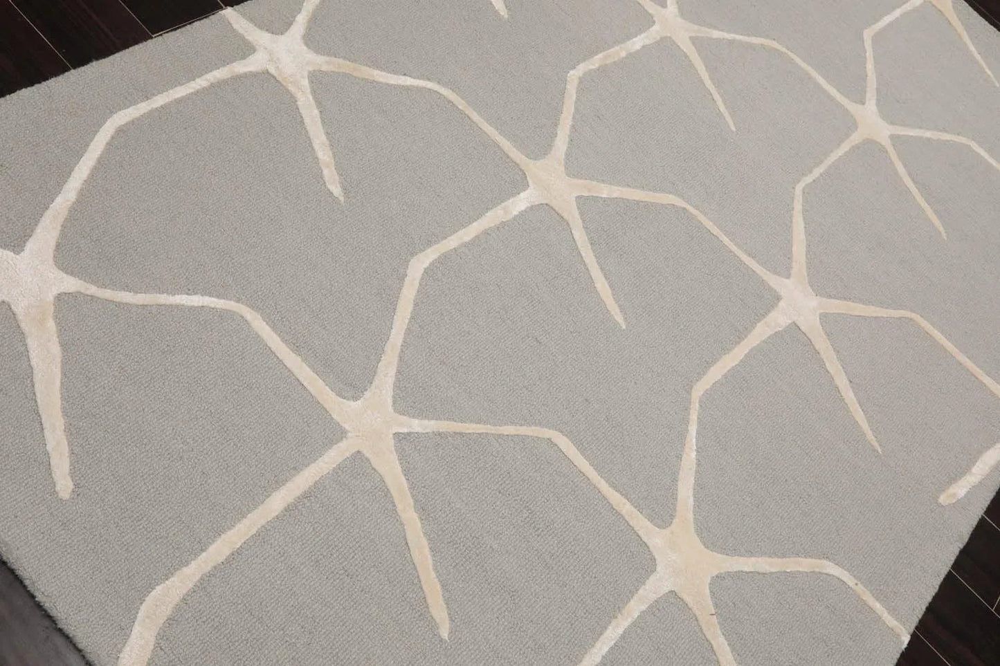 5' x8' Hand Tufted Hand Made 100% Wool Designer Modern & Contemporary Oriental Area Rug Gray,Ivory Color-4