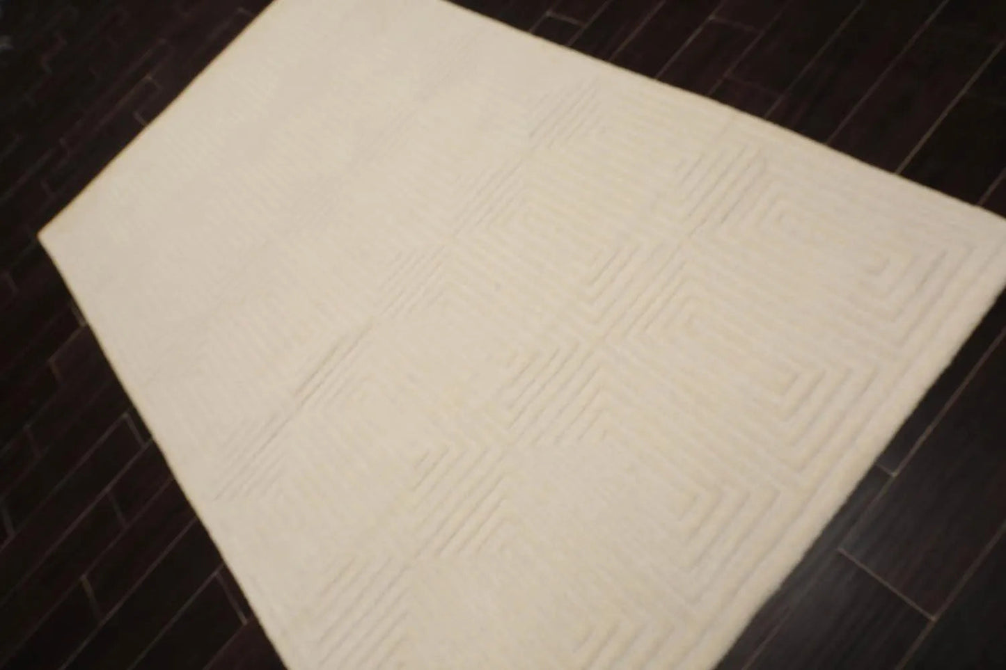 5' x8'Hand Tufted Hand Made 100% Wool Designer Traditional Oriental Area Rug Tone On Tone,Ivory Color-4