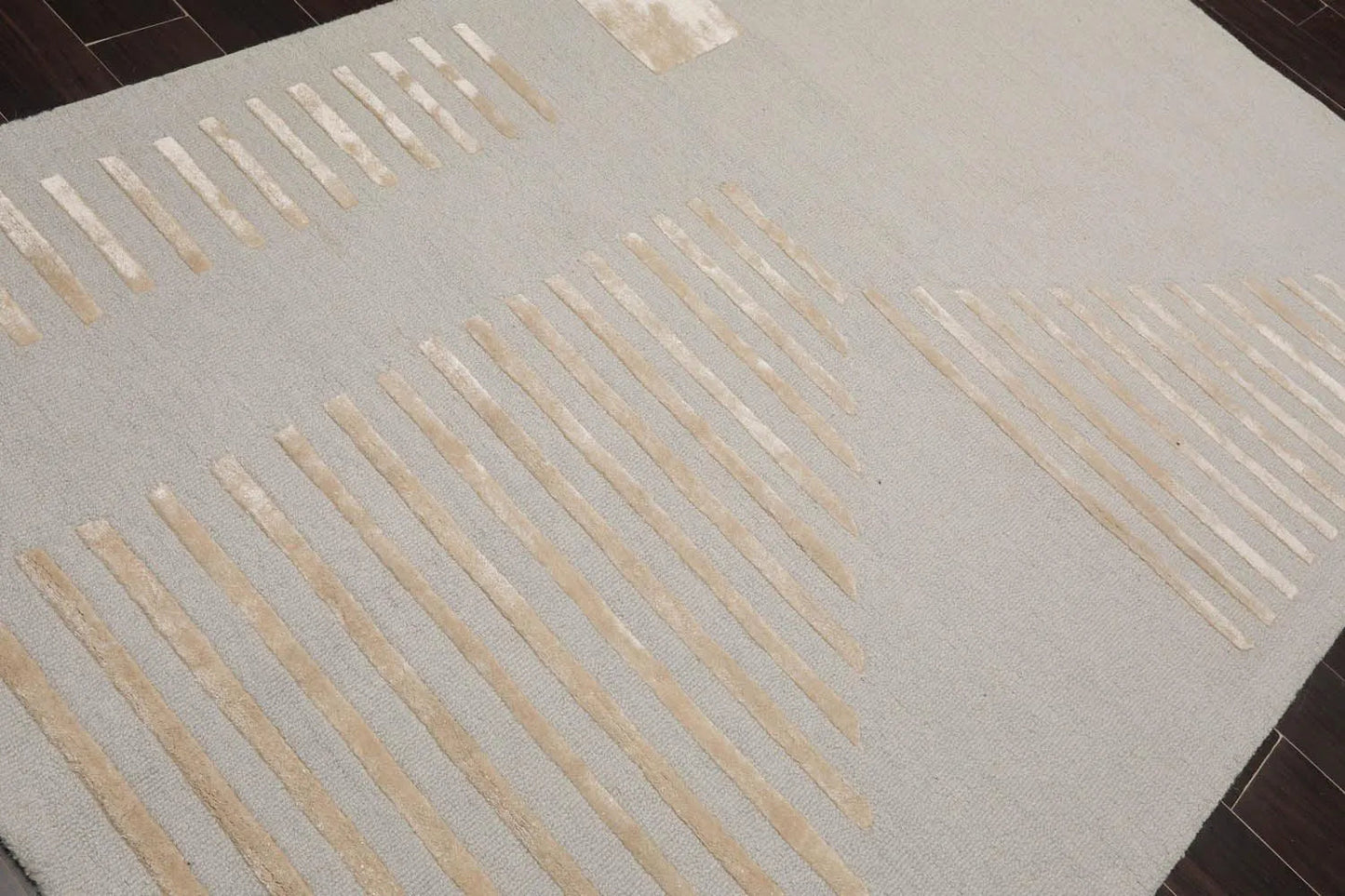 5'x7' Hand Tufted Hand Made 100% Wool Designer Modern & Contemporary Oriental Area Rug Tone On Tone,Gray Color-4