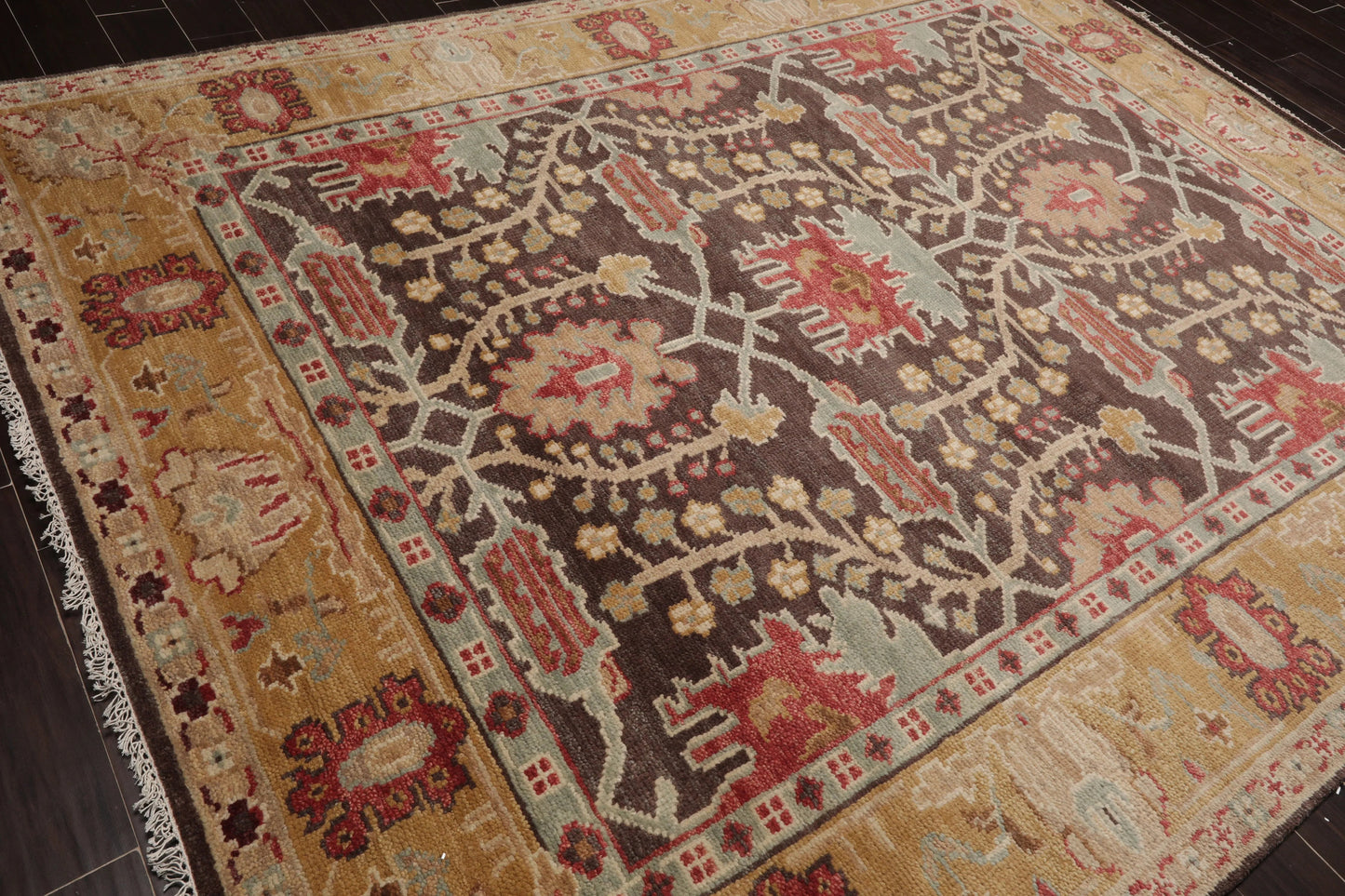 Multi Sizes Hand Knotted LoomBloom Muted Turkish Oushak 100% Wool Traditional Oriental Area Rug Brown,Mustard Color-4