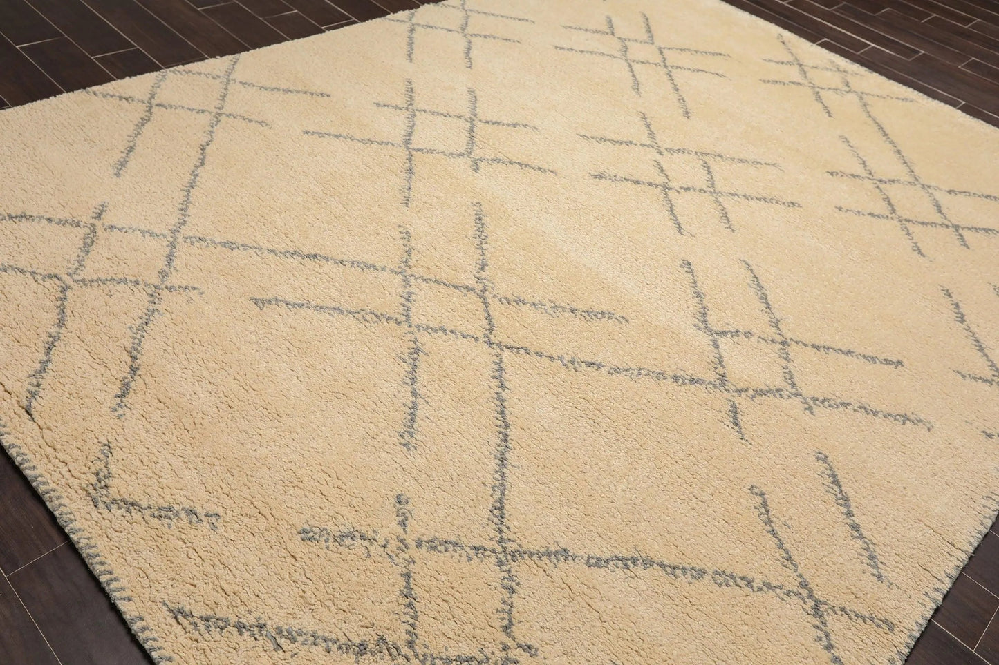 8 x 10 Hand Knotted 100% Wool Moroccan Designer Oriental Area Rug Ivory-4