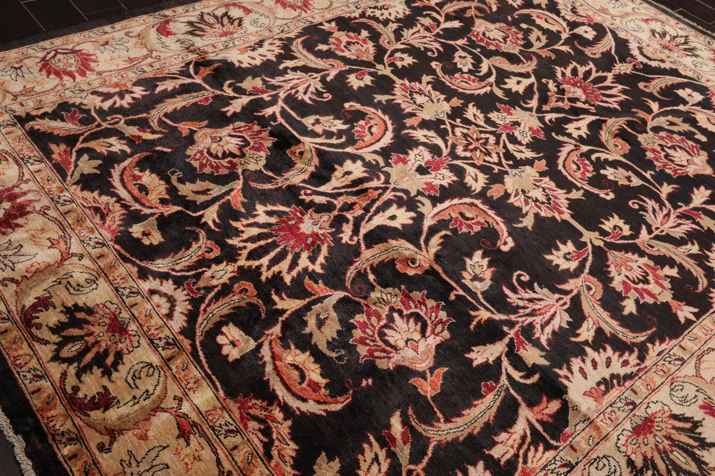 7'10''x9'11'' Hand Knotted 100% Wool Peshawar Traditional Oriental Area Rug Charcoal, Beige Color-4