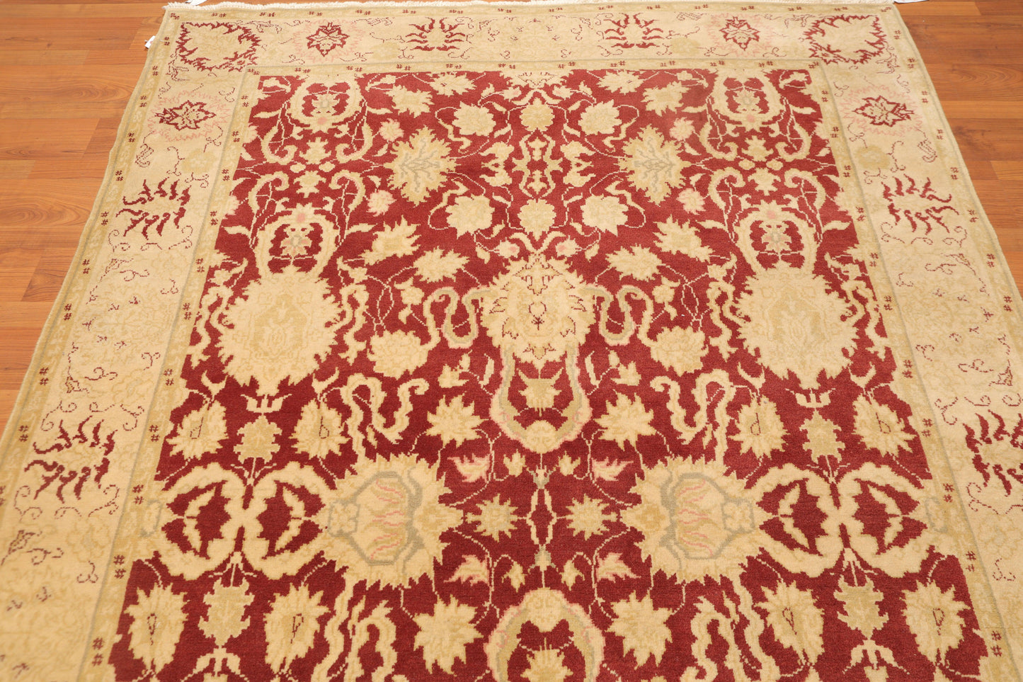 5'11" x 8’10" Hand Knotted Traditional Oushak Wool Oriental Area Rug Maroon-4
