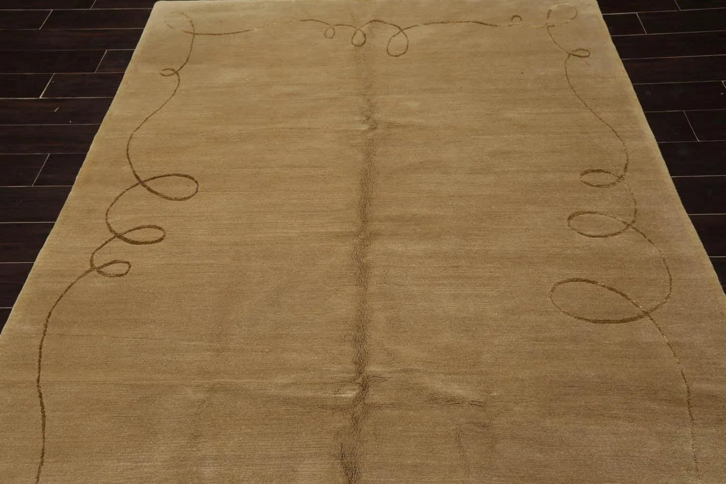 6'x9' Hand Knotted Wool & Silk Tibetan Barbara Barry Area Rug Moss-4