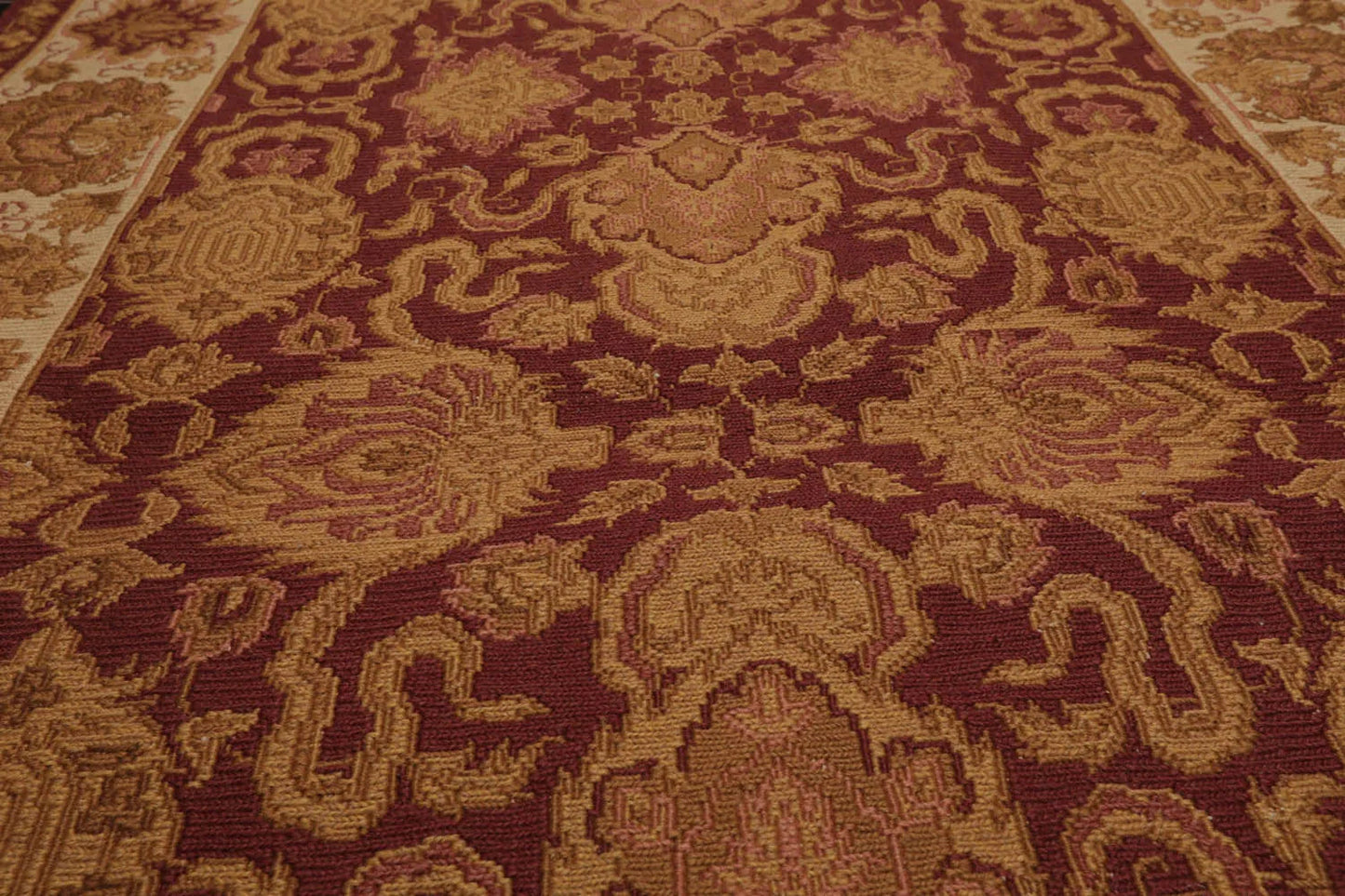 3' 6''x5' 6'' Hand Knotted Tibetan 100% Wool Reversible Soumak Traditional Oriental Area Rug Rust, Ivory Color-4