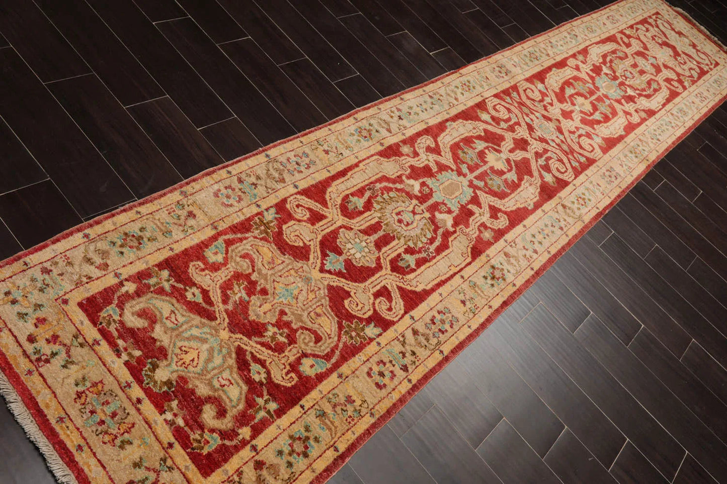 2'9''x13'11'' Runner Rust,Beige Hand Knotted Persian 100% Wool Chobi Peshawar Traditional Oriental Area Rug-4