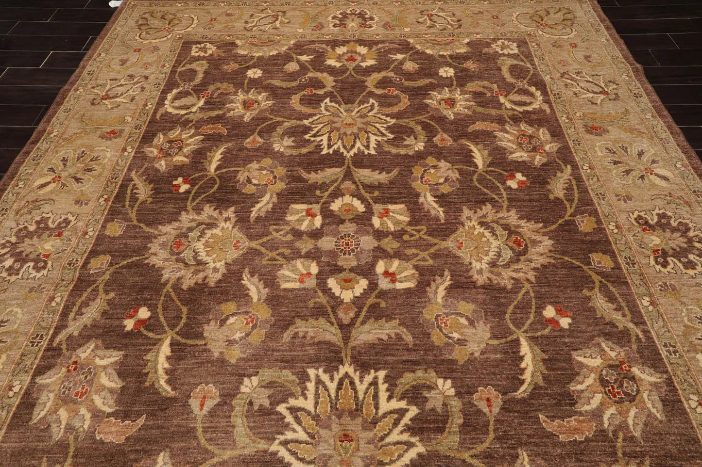 9x12 Brown,Tan Hand Knotted Persian 100% Wool Chobi Peshawar Traditional Oriental Area Rug-4