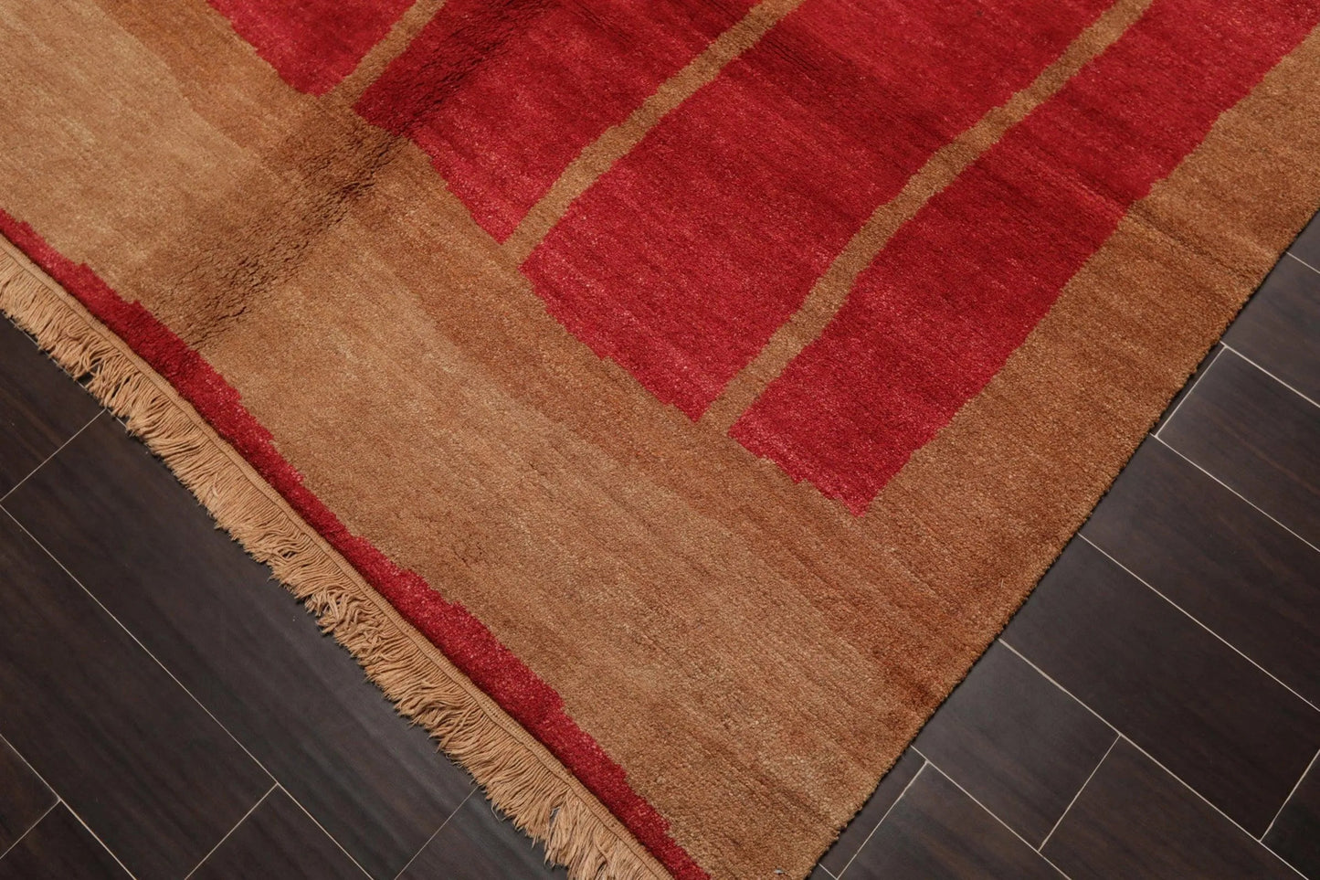 6' x 9' Hand Knotted Tea Wash Hand Carded Wool Tibetan Oriental Area Rug Red-4