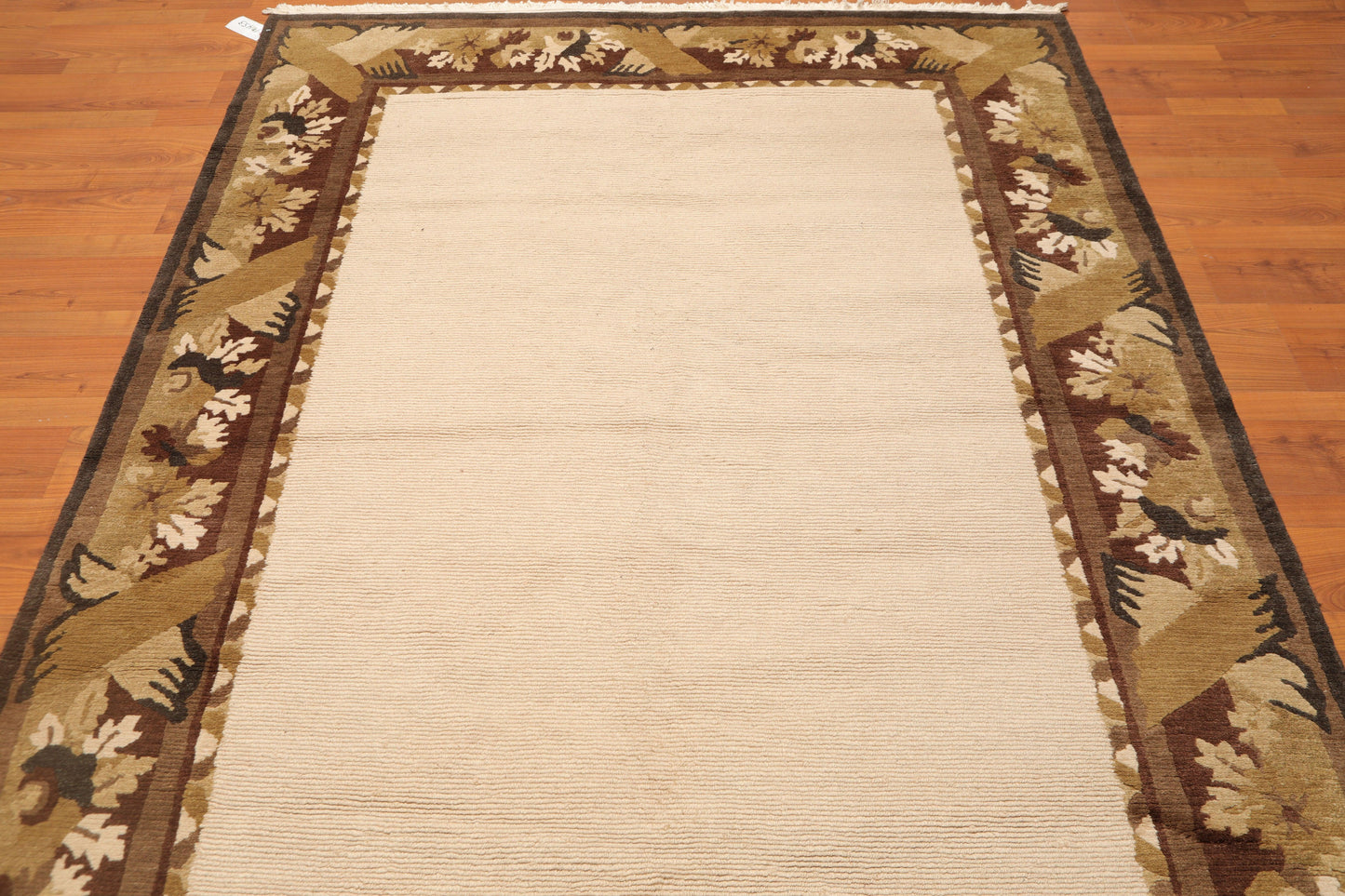 5'9" x 8'1" Hand Knotted Classic Loop/Cut Pile Tibetan Oriental Area Rug Beige-4