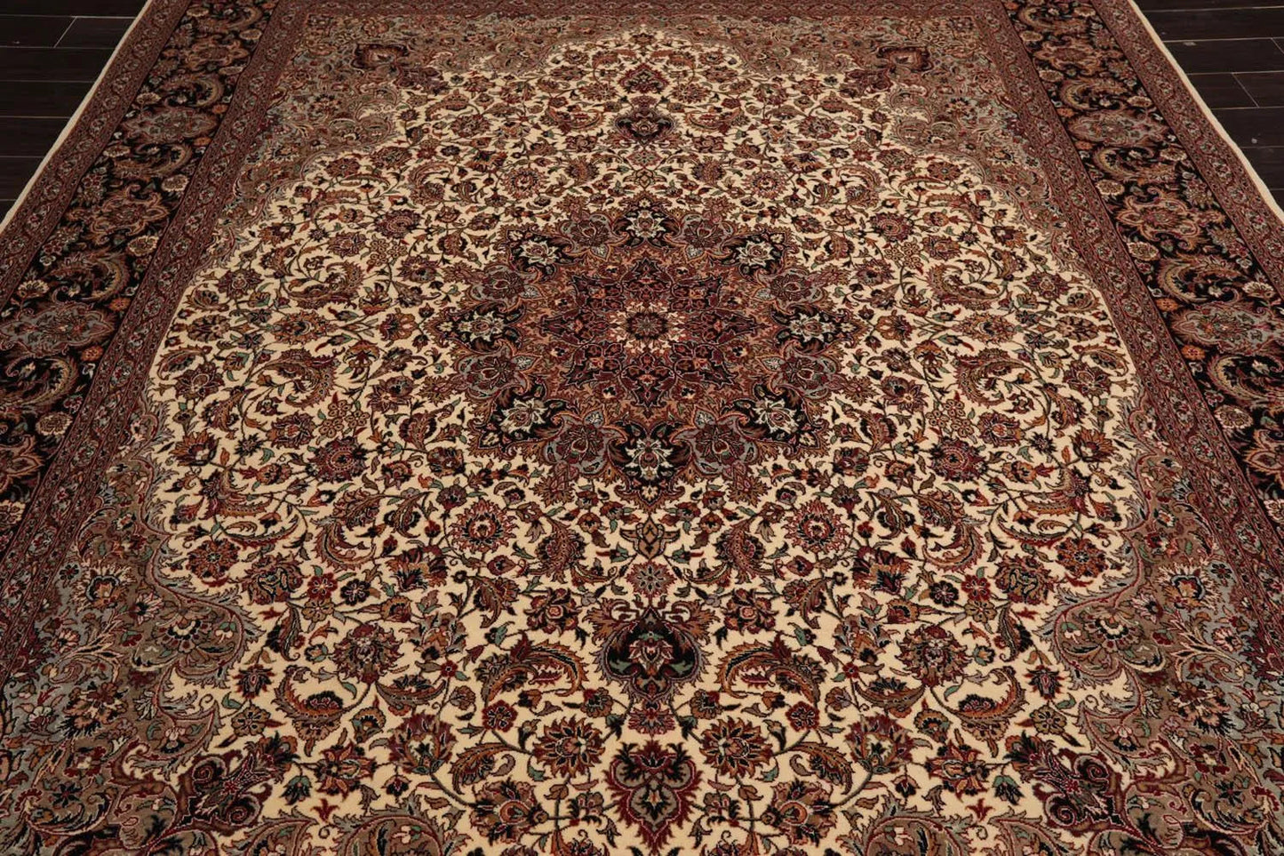 8'1” x 10’ Hand Knotted 100% Wool Pak Persian Tabriz 300 KPSI Area Rug Ivory-4