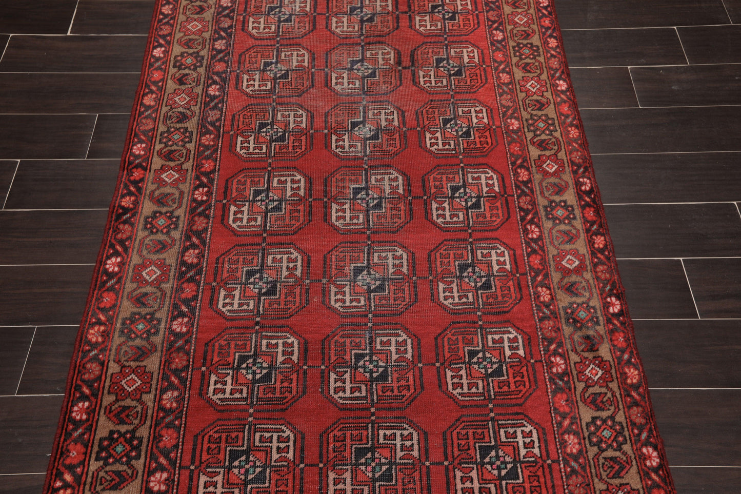 3'9" x 6'8" Hand Knotted Antique 100% Wool Zanjan Oriental Area Rug Red-4