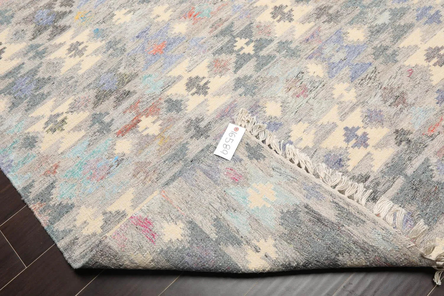 5' x 8' Indoor OutdoorHand Woven 100% Recycled PET Yarn Modern Kilim Area Rug Gray-4