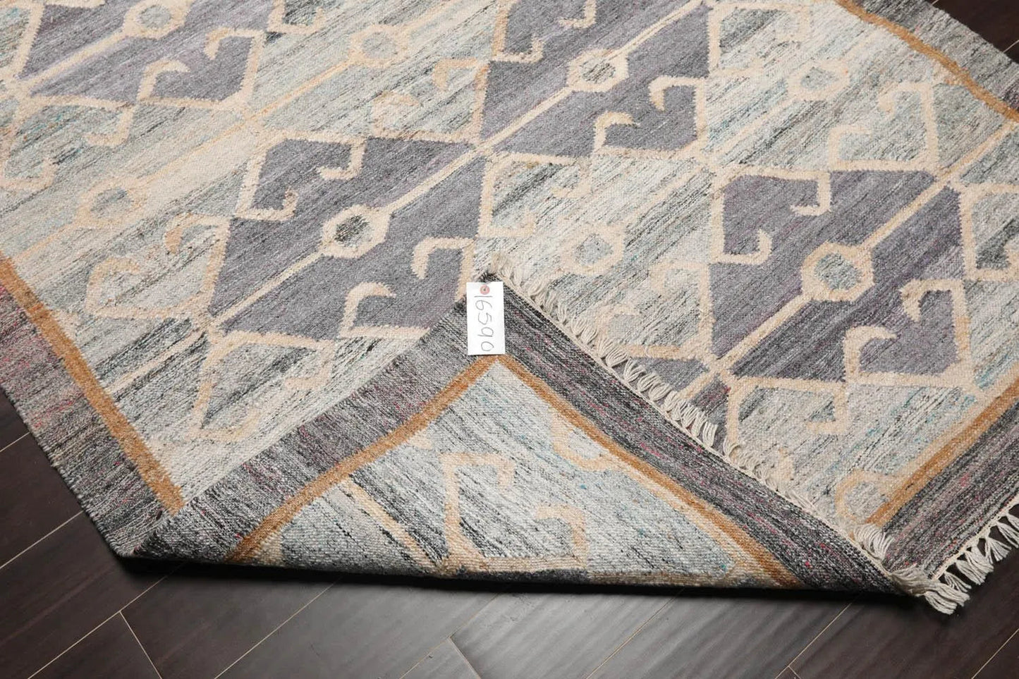 5' x 8' Indoor Outdoor Hand Woven 100% Recycled PET Yarn Modern Kilim Area Rug Gray-4