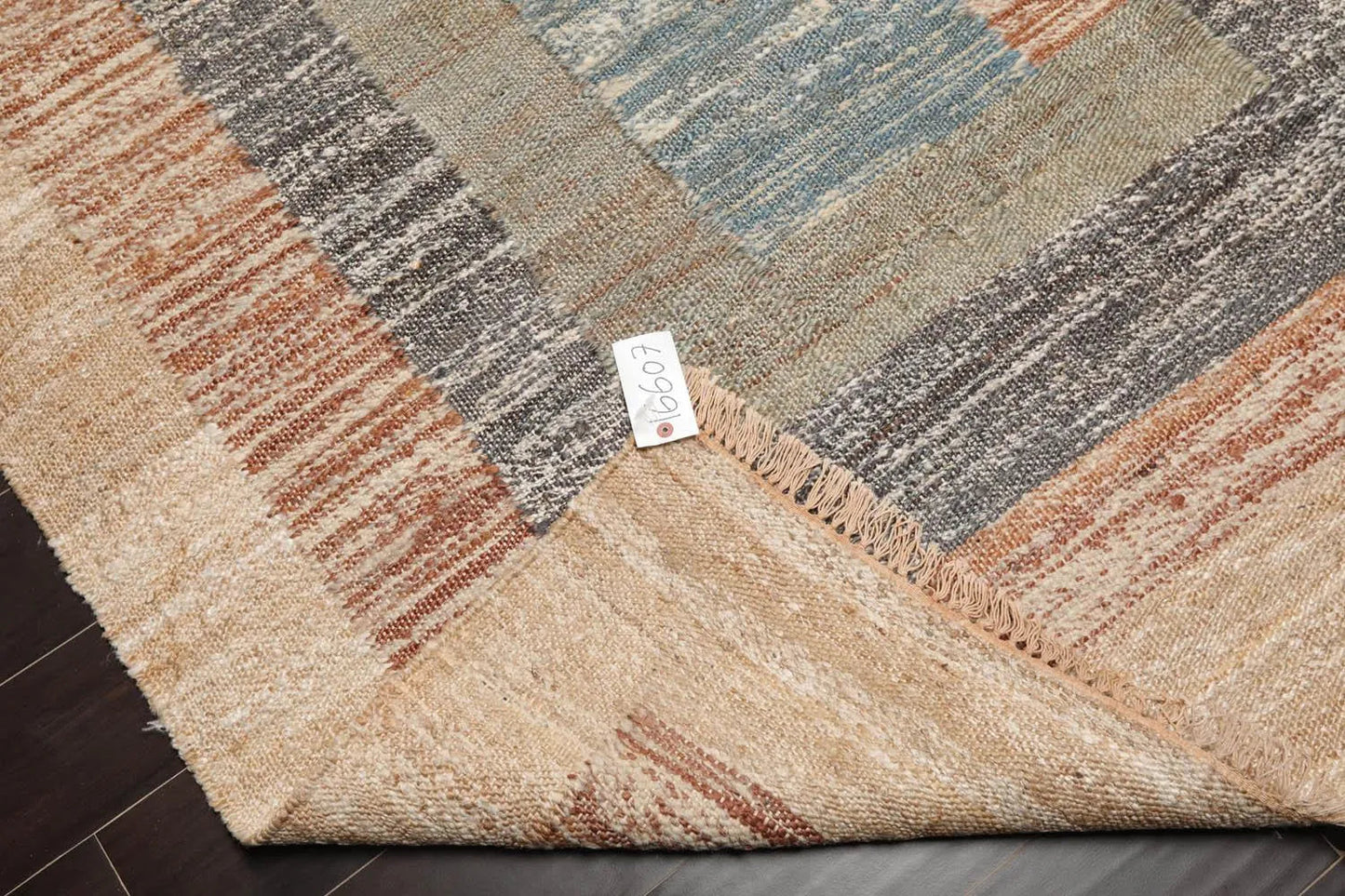 5’3” x 7’6” Hand Woven Natural Fiber Jute Modern Flatweave Kilim Area Rug Blue-4