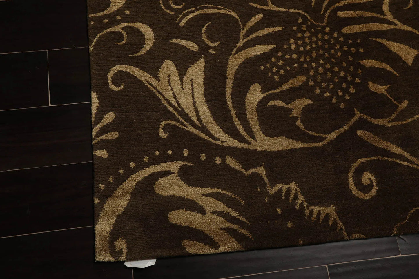 8x10 Olive, Gold Hand Knotted Tibetan Wool and Silk Transitional Oriental Area Rug-4