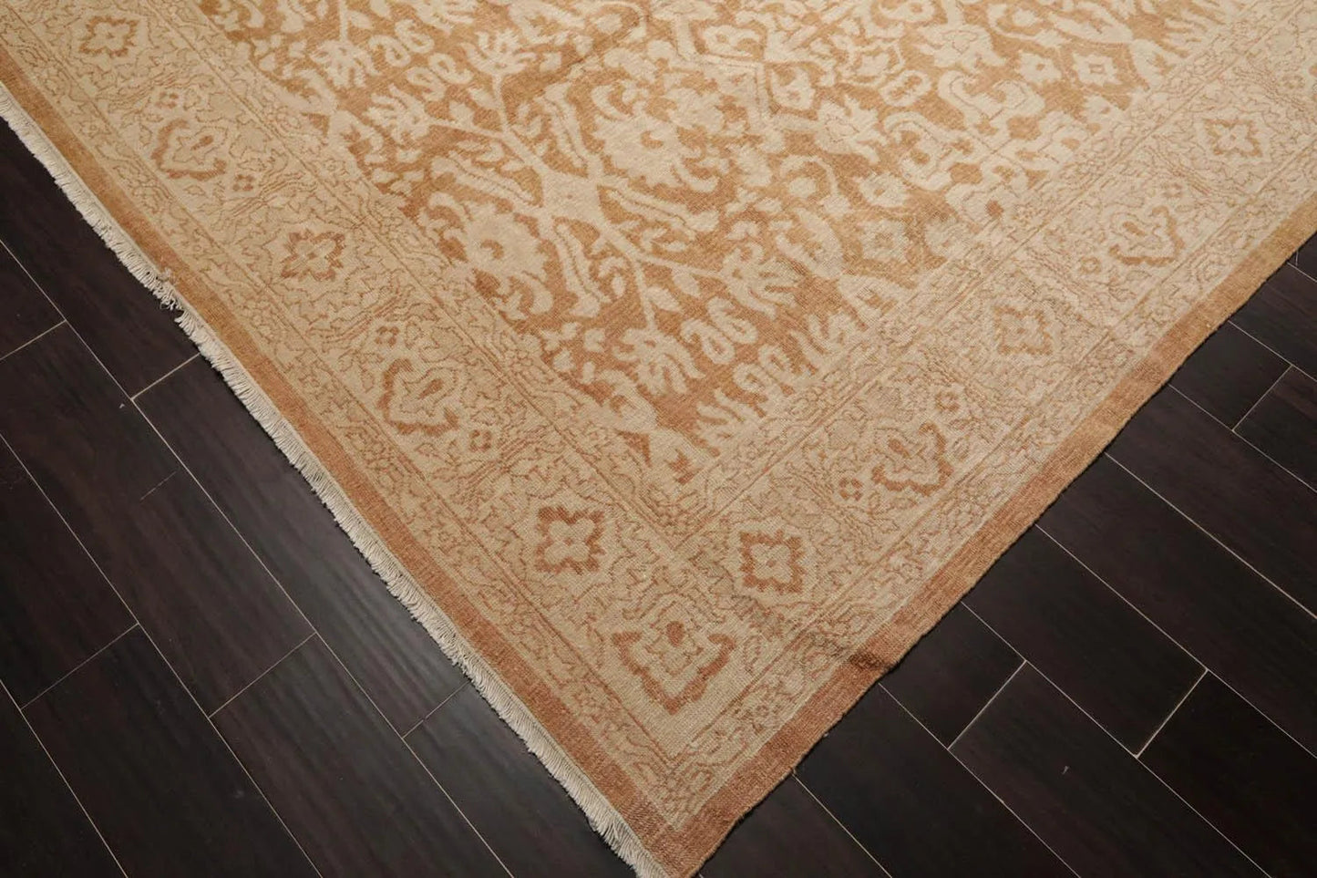 10'x14' Beige Hand Knotted Transitional Antique Reproduction Tibetan 100% Wool Oriental Area Rug-4