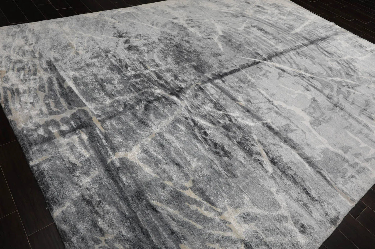 9x12 Gray Hand Knotted Tibetan Bamboo Silk Designer Modern & Contemporary Oriental Area Rug-4
