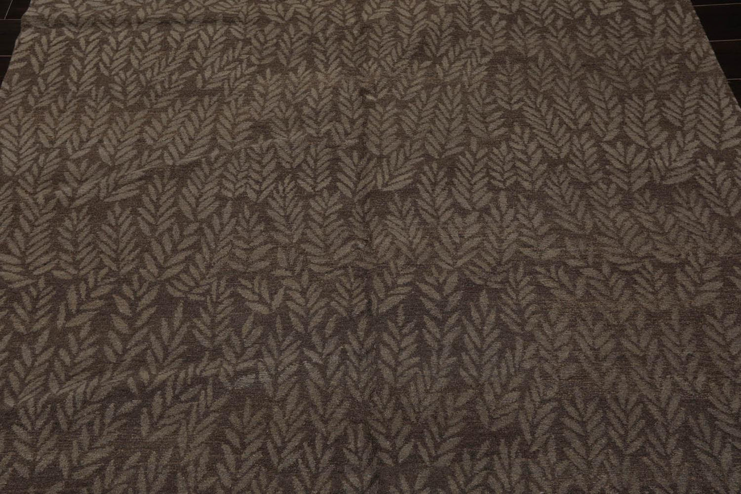 6'1" x 9' Lapchi Hand Knotted Wool Botanical Rosemary Tibetan Area Rug Taupe-4