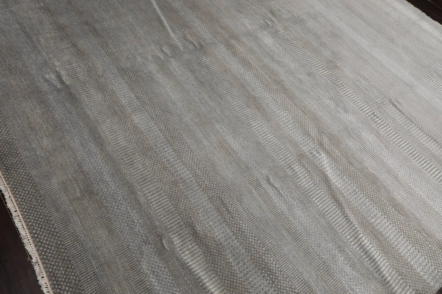 LoomBloom 8x10 Tone On Tone Gray Hand Knotted Tibetan Wool and Silk Tibetan Modern & Contemporary Oriental Area Rug-4