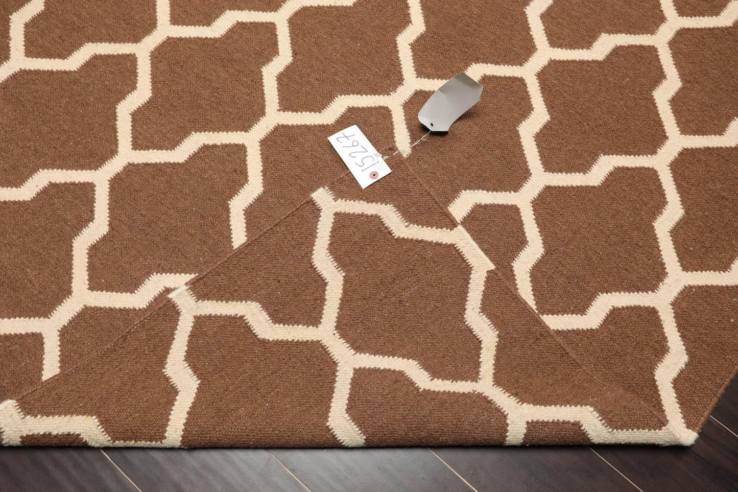 5'1'' x 8'1'' Hand Woven Dhurry Kilim Flatweave Wool Hip Designer Area Rug Brown-4