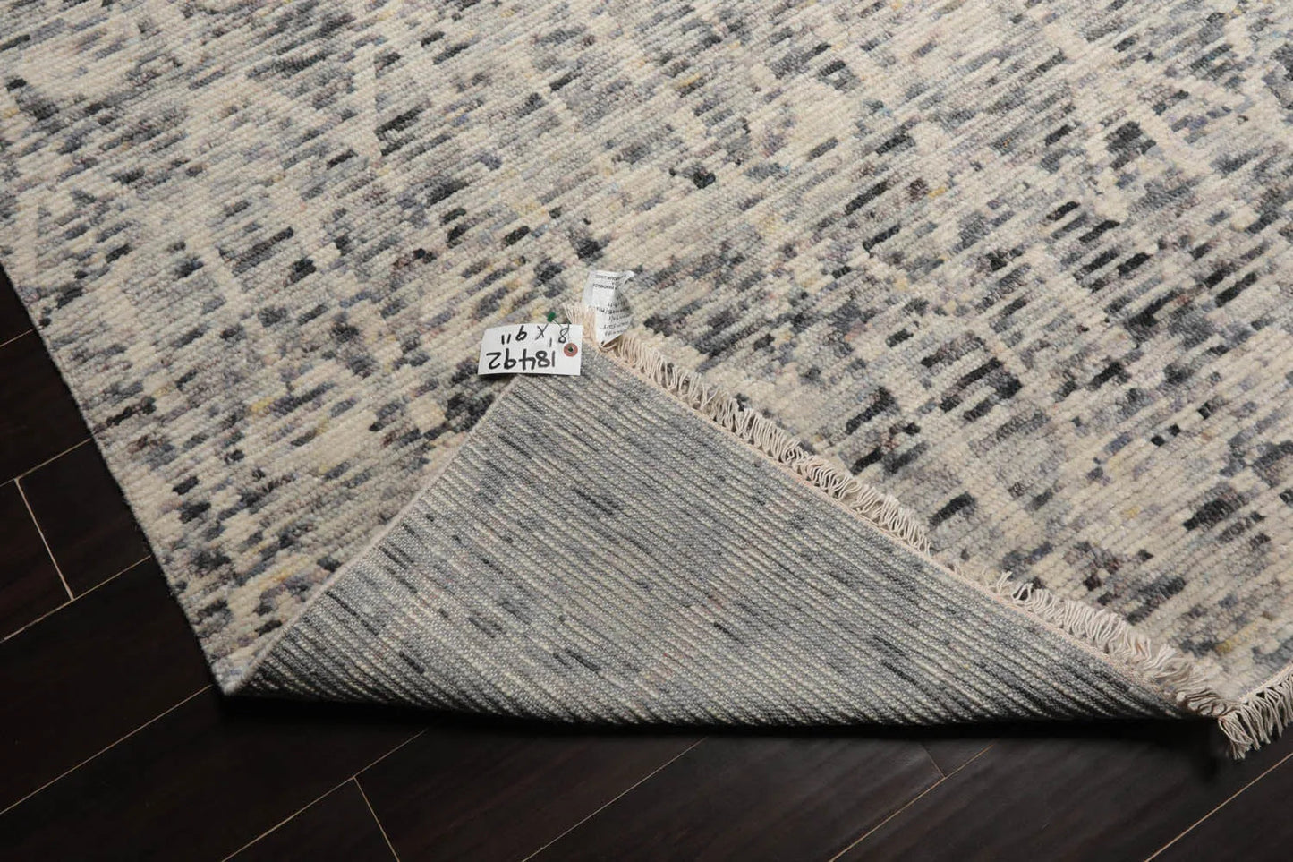 LoomBloom 8x10 Ivory, Gray Hand Knotted Oushak 100% Wool Art Deco Oriental Area Rug-4