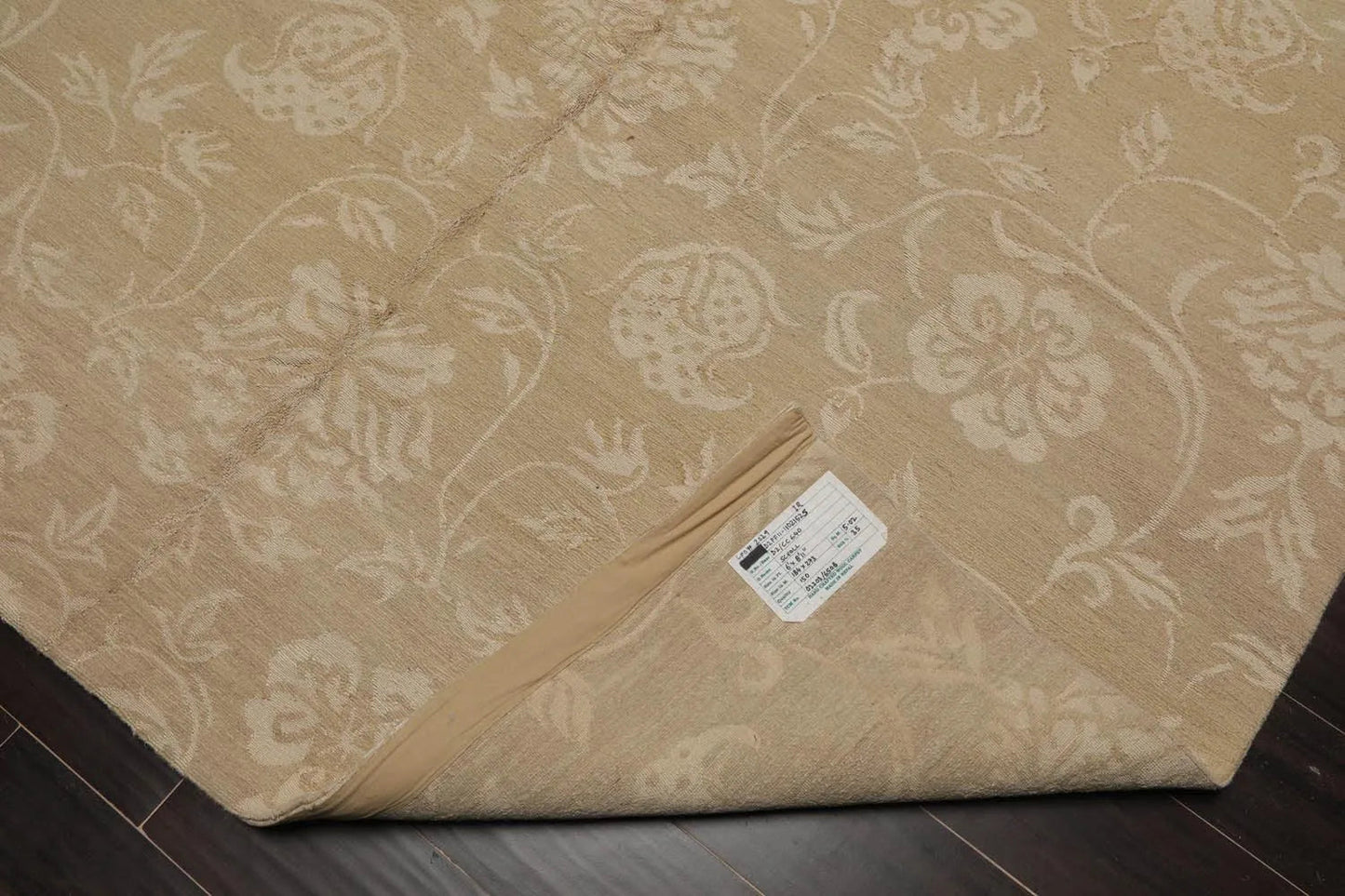 Lapchi Hand Knotted Wool & Silk Scroll Loop Pile Tibetan Area Rug Beige 6’ x 8’11”-4