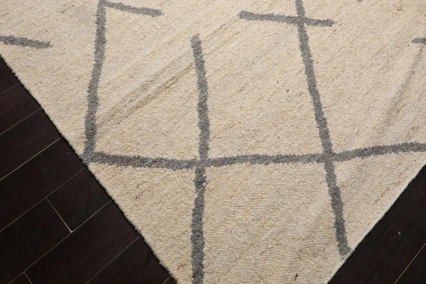 LoomBloom Multi Size Oatmeal Hand Woven Contemporary Geometric Flatweave Wool Oriental Area Rug-4