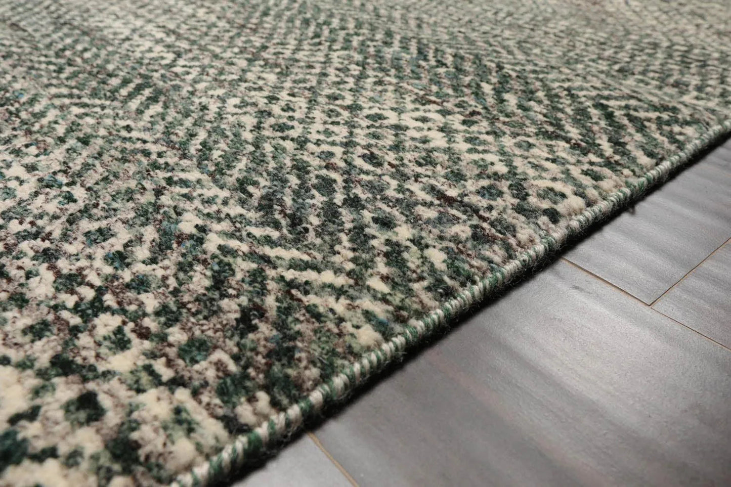 LoomBloom 8'1''x10'2" Ivory Hand Knotted Contemporary Geometric Wool Oriental Area Rug-4