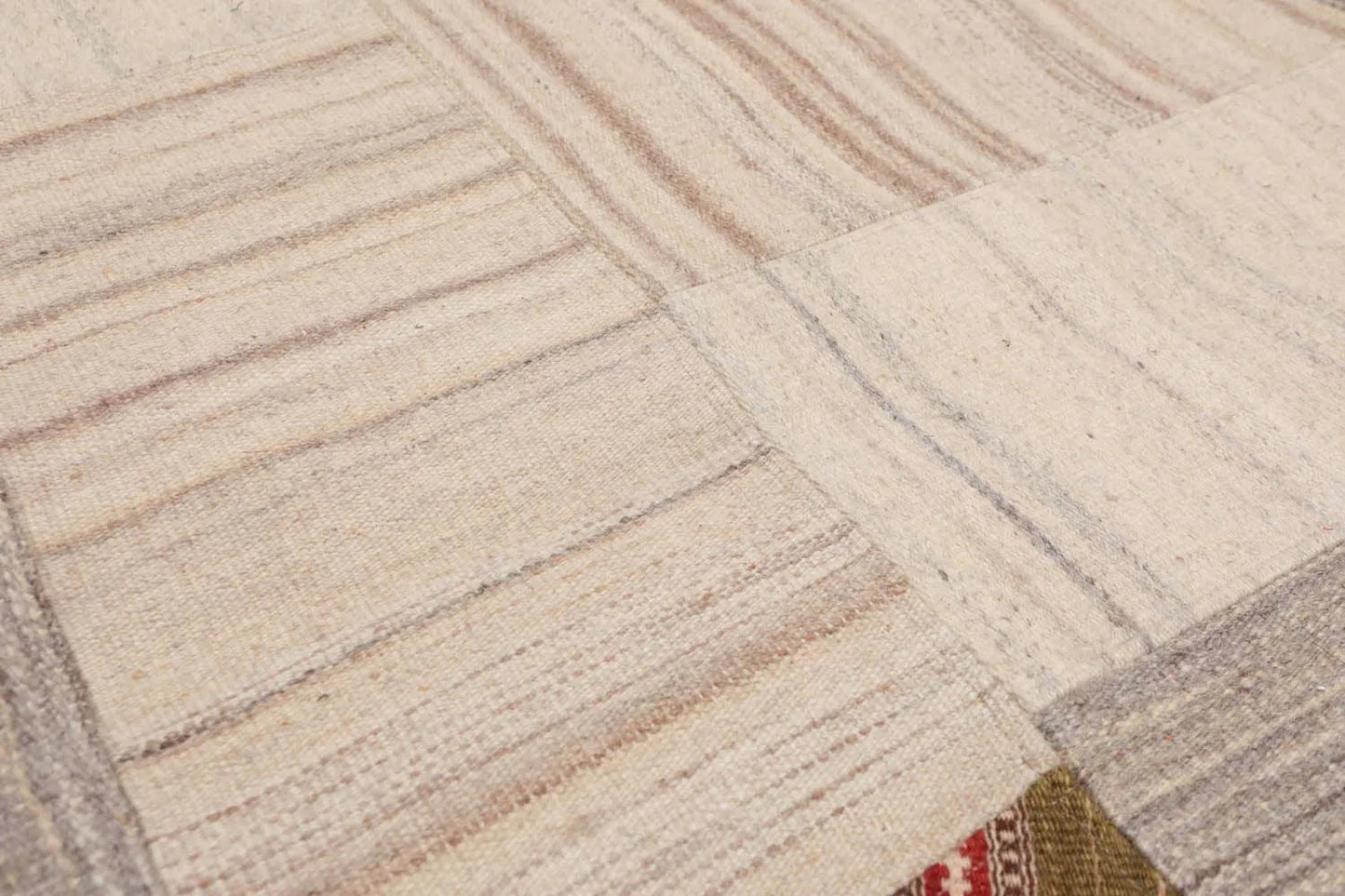 5' x 8' Hand Woven 100% Wool Flatweave Area rug Green-4