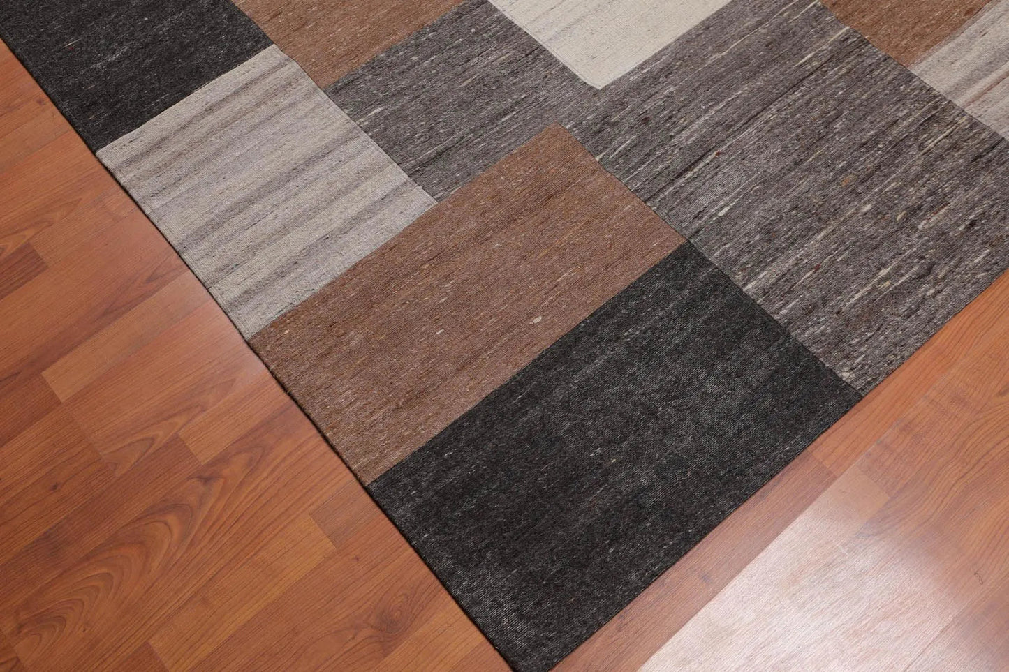 5' x 7' Hand Woven Geometric 100% Wool Modern Flatweave Area rug Earth Tones-4