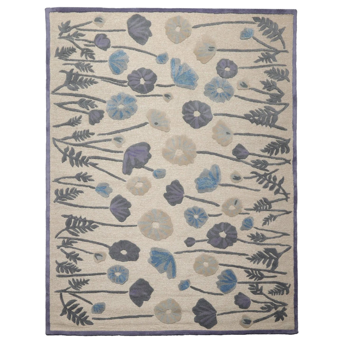 LoomBloom Multi Size Beige Hand Tufted Contemporary Botanical Wool and Silk Oriental Area Rug-4