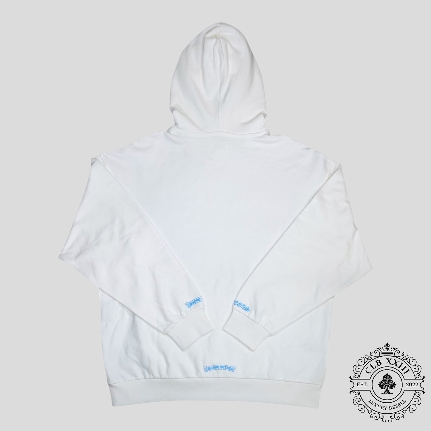 Chrome Hearts Las Vegas Dice Hoodie in White/Blue